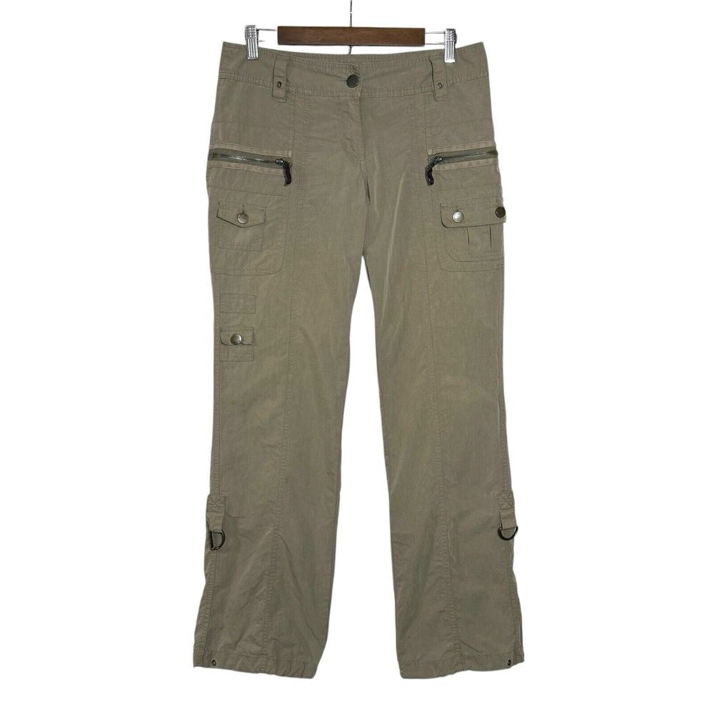Y2K Urban Life 5/6‎ Low Rise Wide Leg Cargo Pants Roll Up Multi Pocket Parachute